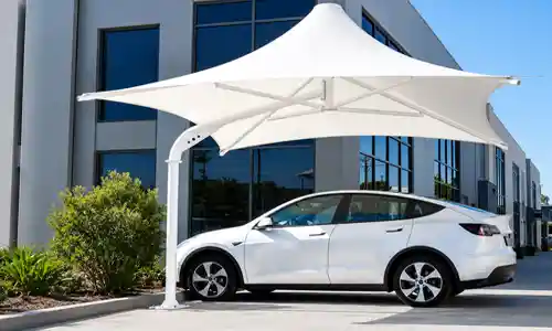 Premium tensile car shade by a Parking Shade Provider in Saudi Arabia.