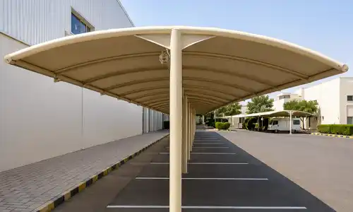 Single bay parking shade with a simple flat-roof design.