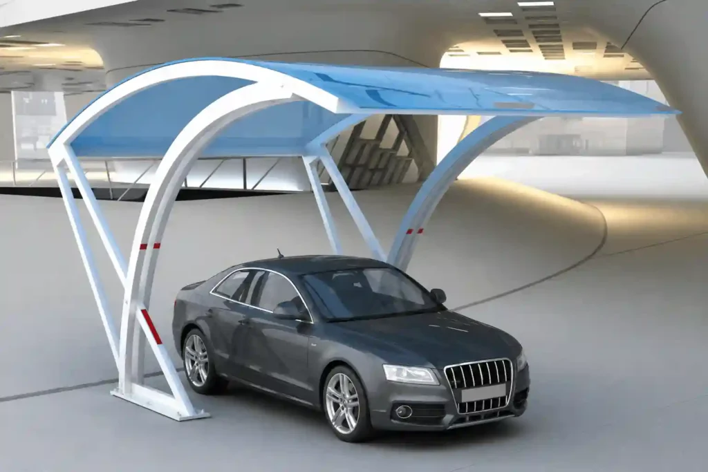 Modern cantilever canopy developed by car parking shade manufacturers in KSA.