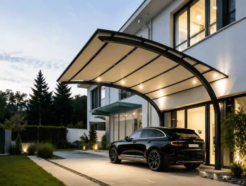 Premium architectural parking shade from cantilever shade suppliers in Saudi Arabia.