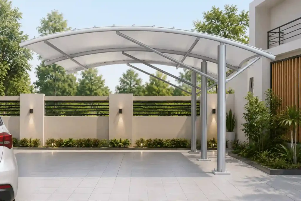 Premium residential carport shade with modern steel frame.