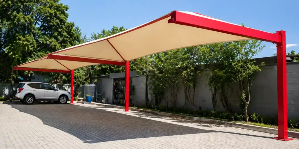 Cantilever car parking shade for residential parking.
