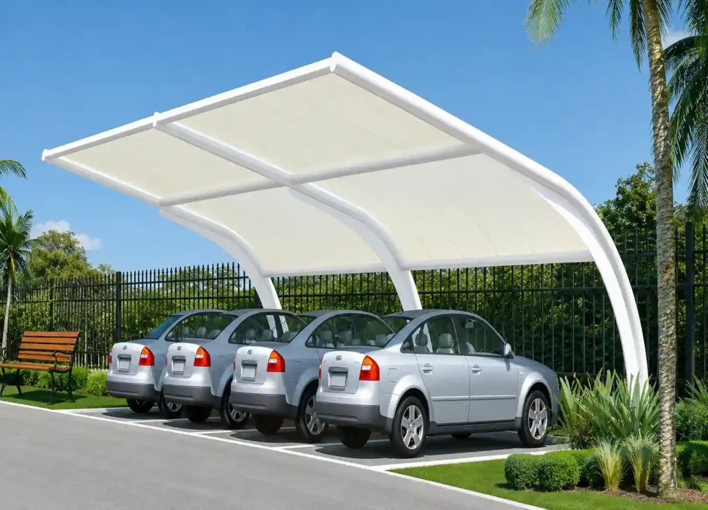 Modern cantilever curtain with elegant fabric finish.