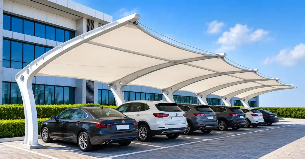 Parking shades providing vehicle protection in KSA .