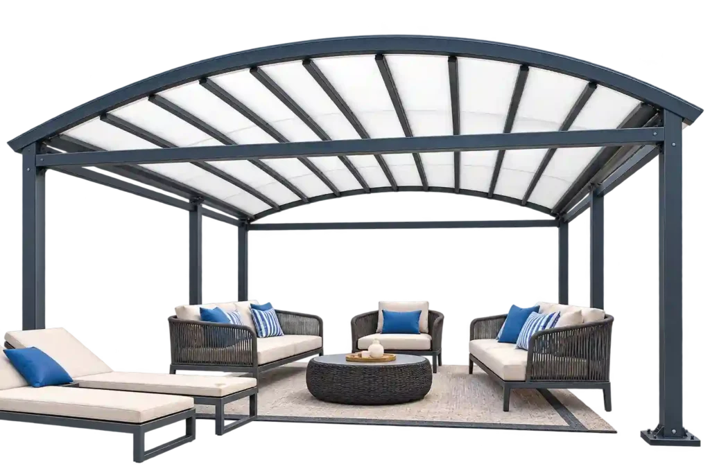 Premium large courtyard canopy with seating area.